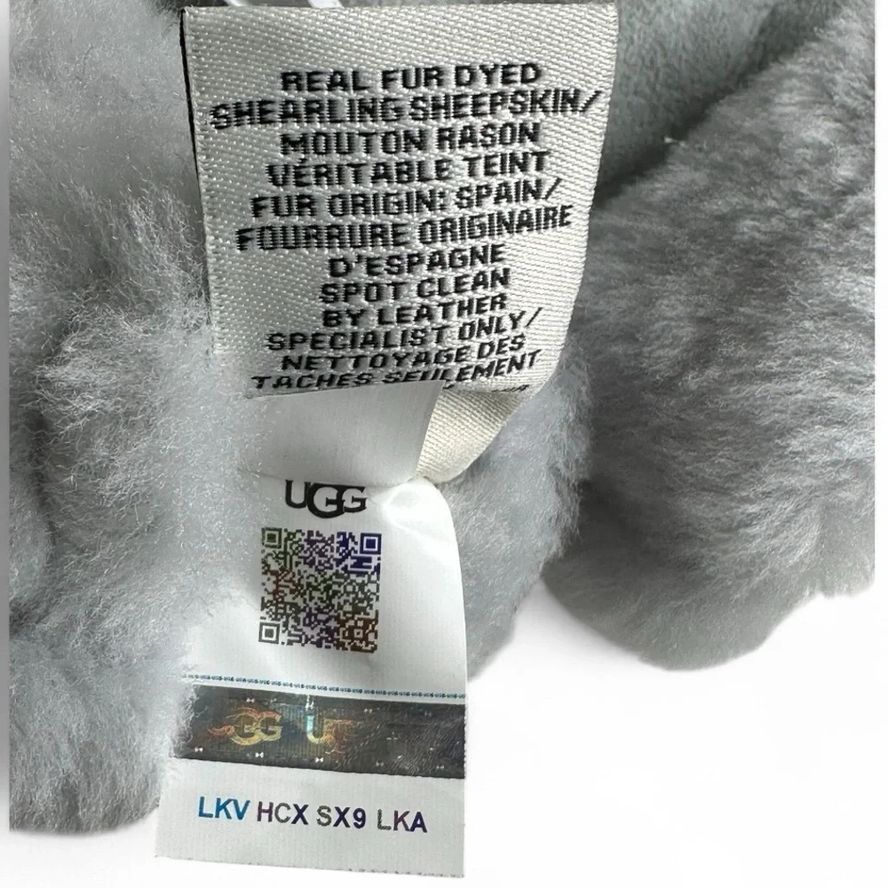 UGG Kids Light Gray Fleece-Lined Mittens